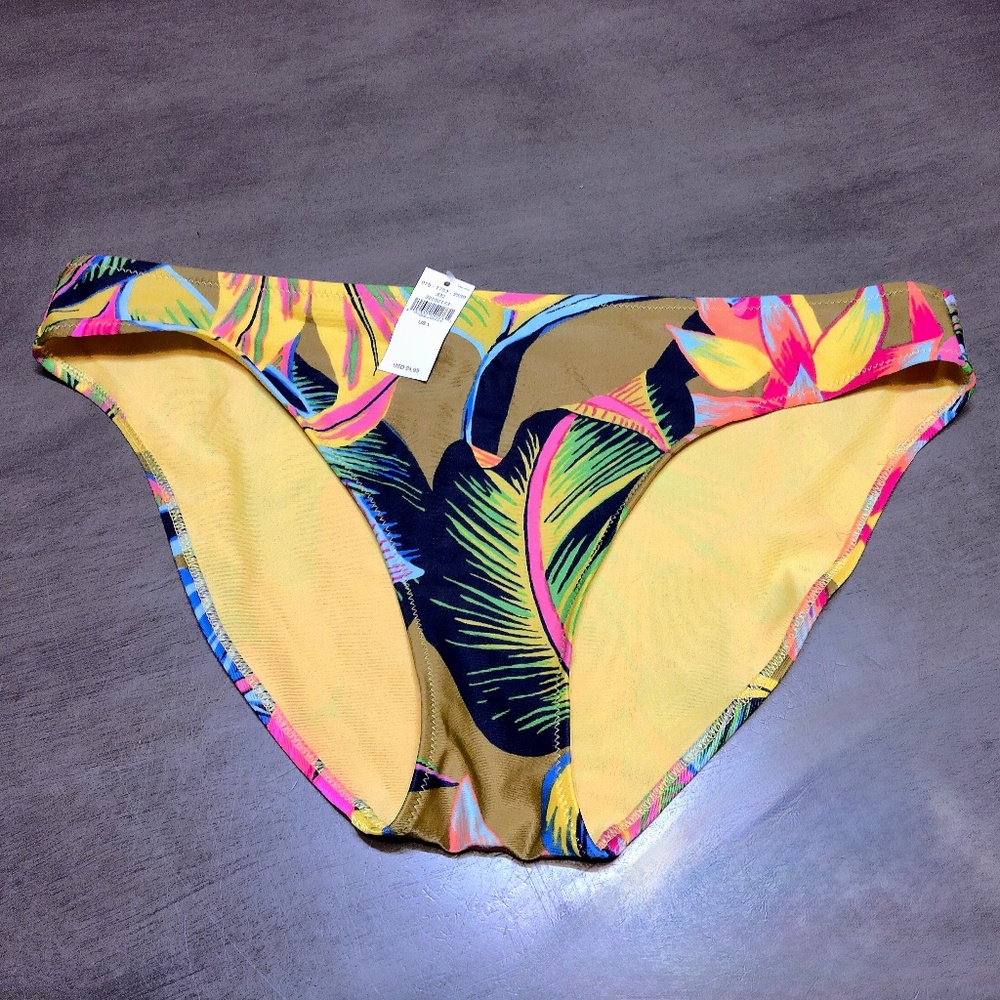 NWT Aerie Bikini Bottoms Tropical Foliage Print Vibrant Colors Size Large